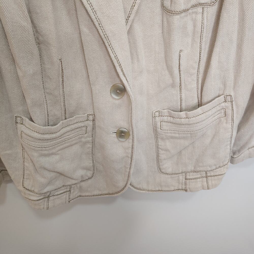 J Jill Womens 18W Plus Size Blazer Linen Cotton Cream Beige Casual Jacket - Picture 4 of 9